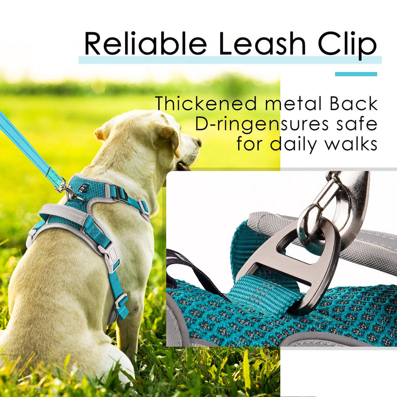 ThinkPet Anti-Pull Dog Harness, Dog Harness with Handle, Easy to Control Dog Harness, Adjustable without Choking, Dog Harness, Reflective, Breathable, Padded (XL, Bright Teal) XL (Pack of 1) - BeesActive Australia