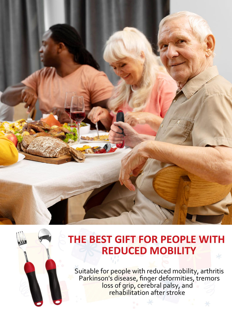 Adaptive Utensils, Weighted Special Supplies Spoon Fork Set, Weak Hand Grip & Handicapped & Parkinsons Aids for Living, Arthritis for Hand Tremors, Travel Eating Utensils for Disabled, Elderly, Adults - BeesActive Australia