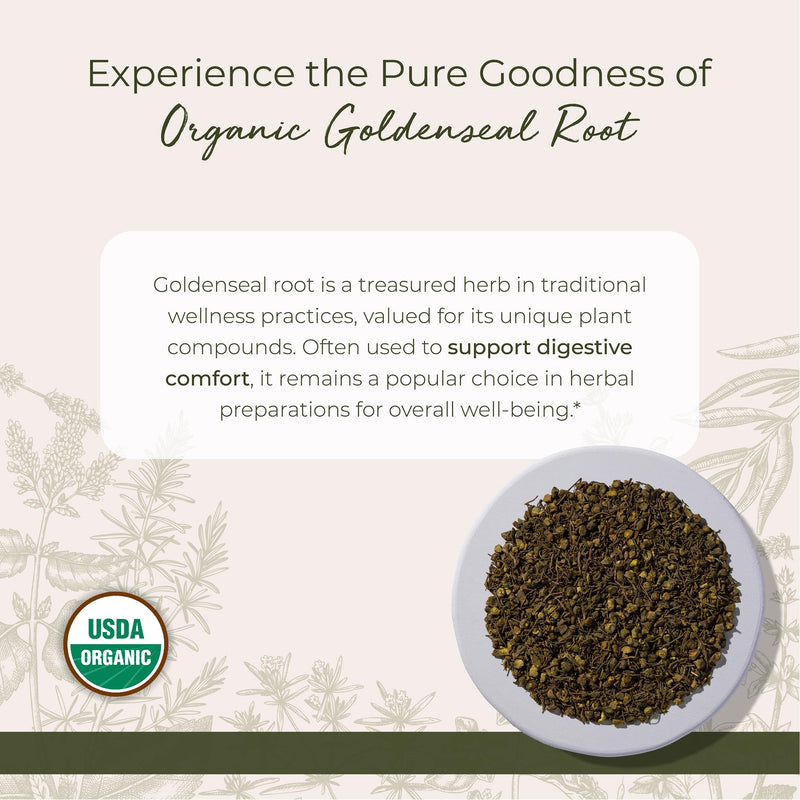 Starwest Botanicals Organic Goldenseal Root - Dried Loose Leaf Herb for Tea, Herbal Blends, & Cooking, Pure & Natural Hydrastis Canadensis, Cut & Sifted, Certified Kosher, Non-GMO - 4 oz Pouch - BeesActive Australia