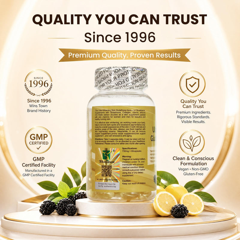 Whitening Skin 8000mg Glutathione Liposomal Softgels, 60 Ct | Ultra Antioxidant Supplements, Dark Spots Remover, Cell Renewal, Anti-Aging