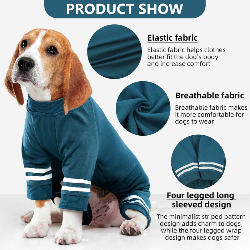 DENTRUN dog pajamas, jumpsuit for small dogs, dog overalls, dog sweaters, dog pajamas, warm and cozy dog pajamas, four-legged dog sweater XL peacock blue - BeesActive Australia