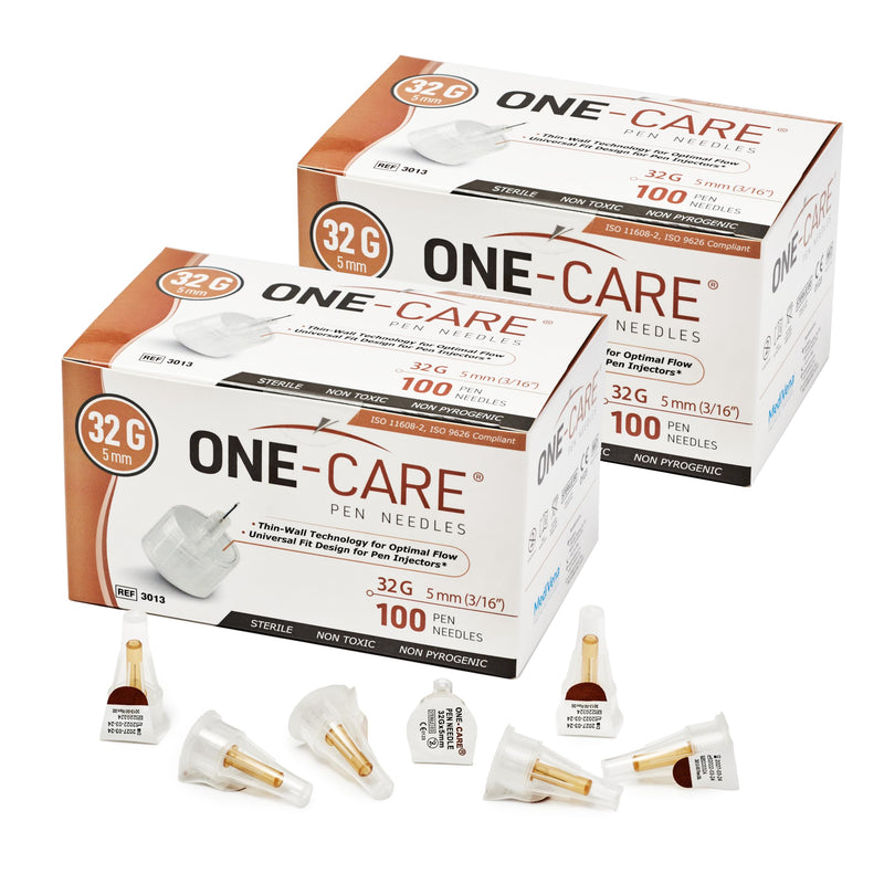 ONE-CARE Pen Tips 32G x 5mm, Box of 100, Universal Fit