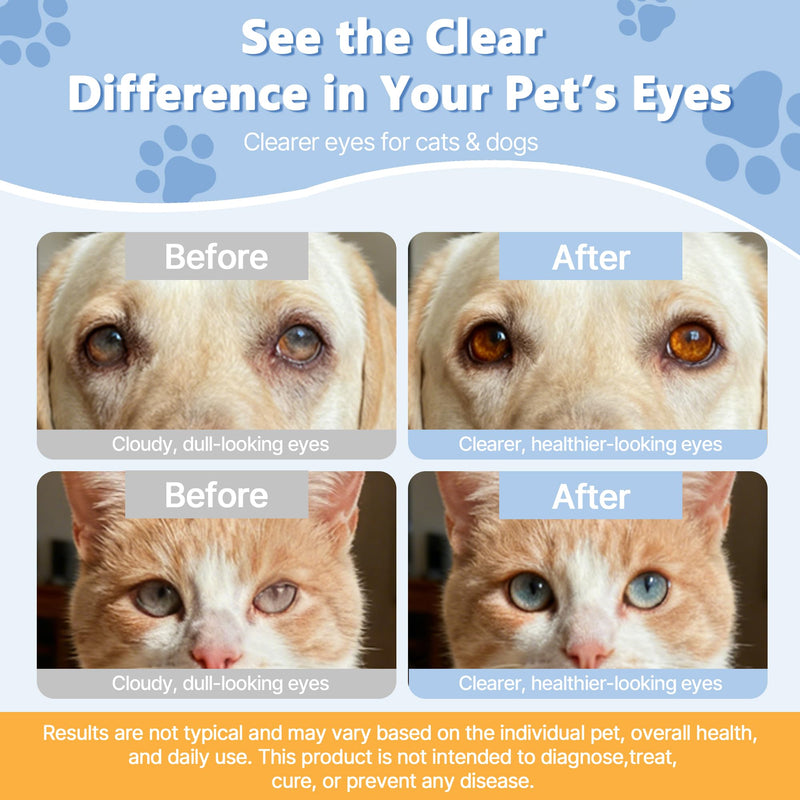 Dog Eye Supplements - Eye Supplements for Dogs and Cats with Lutein, Astaxanthin & Vitamins A C E - Supports Clear Vision, Retina & Lens Health, Antioxidant Eye Support, Non-GMO, Gluten Free, 7.05 oz