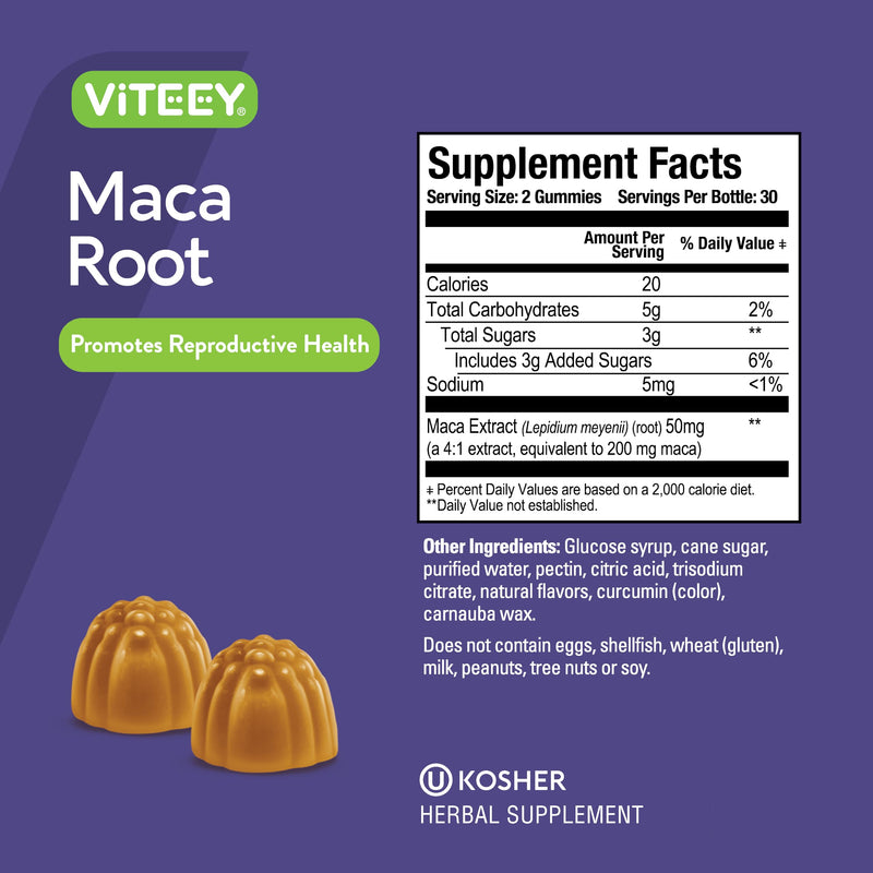 Viteey Black Maca Root Gummies | Drive, Passion & Energy Support - Black Maca Root for Men & Women - Vegan, Gluten Free - 120 Count 60 Count (Pack of 2)