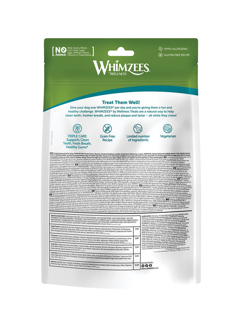 WHIMZEES Stix L, 6 Pieces – Dog Dental Stix, Size L, Dog Dental Sticks for Large Breeds, Natural and Grain Free, Rawhide-Free, Vegetarian, No Added Sugar Large Breed (18-27kg) Value Bag - 7 pieces