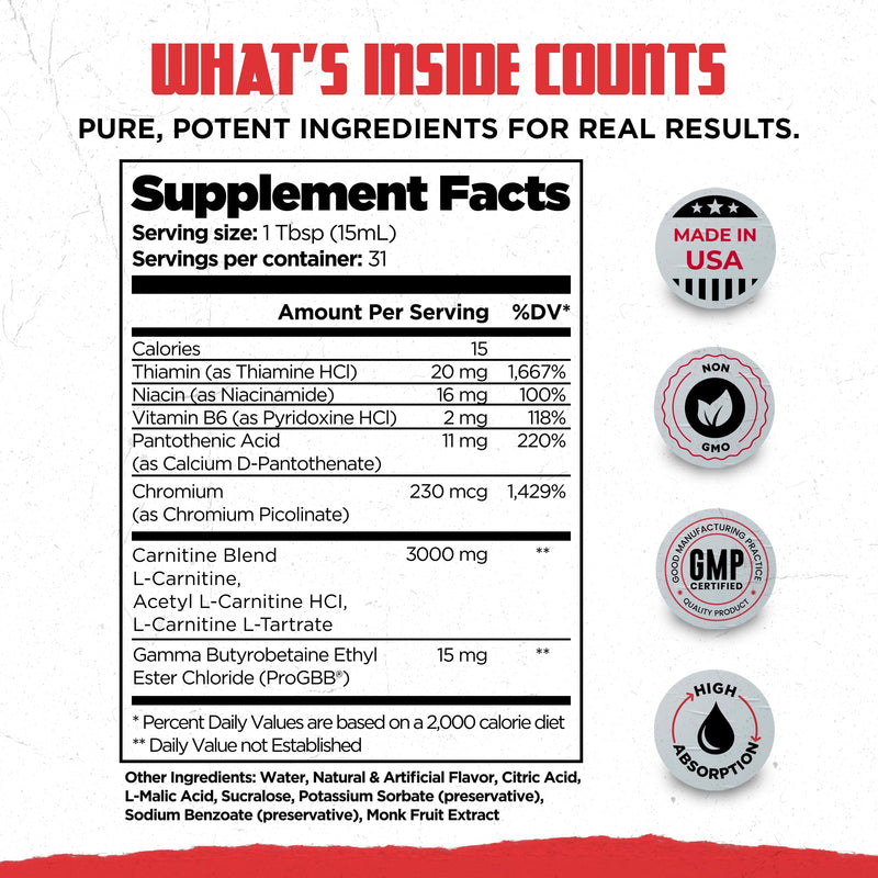 Old School Labs 4-in-1 Liquid L-Carnitine 3000 Plus for Energy & Metabolism | Fast Absorbing L Carnitine Supplement with Acetyl L-Carnitine, L-Tartrate, ProGBB® & Vitamin B for Energy & Metabolism, 16oz 31 Fl Oz (Pack of 1)