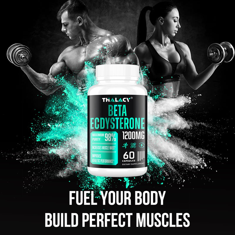 1200MG Beta Ecdysterone Supplement, 98% Maximum Purity Ecdysterone Supplements for Lean Muscle Mass, Athletic Performance & Strength, 60 Capsules 60 Count (Pack of 1) - BeesActive Australia