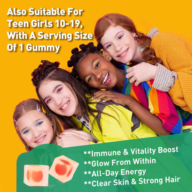 Liposomal Vitamin C 1000mg + D3 5000IU + Zinc Gummies for Kids/Teens 9+ & Adults, for Women, Elderberry for Immune, Folate, Hyaluronic Acid, VE, for Beauty, Energy, Overall Health, Sugar Free Chewable 60 Count (Pack of 1)