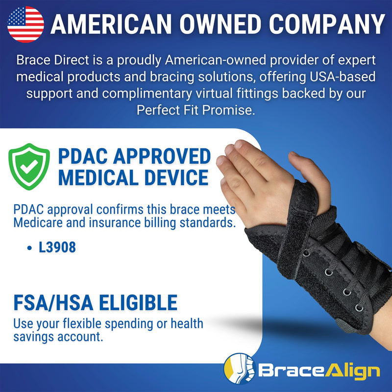 Kid’s Lace-Up Wrist Brace - Immobilization for Sprains, Strains, Carpal Tunnel & De Quervain’s PDAC L3908 - Right Wrist - Fits 4-5.5 in Wrist Circ. 6" - BeesActive Australia