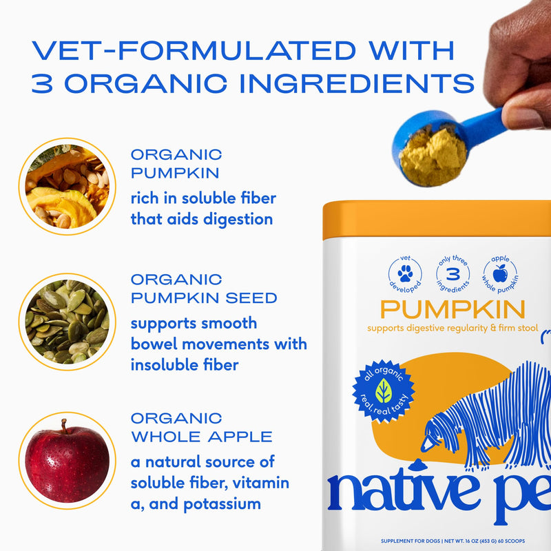 Native Pet Pumpkin for Dogs (60 Scoops) and The Daily Dog Supplement (60 Scoops) - All-Natural, Organic Pumpkin Fiber and 11 in 1 Dog Multivitamin & Supplements