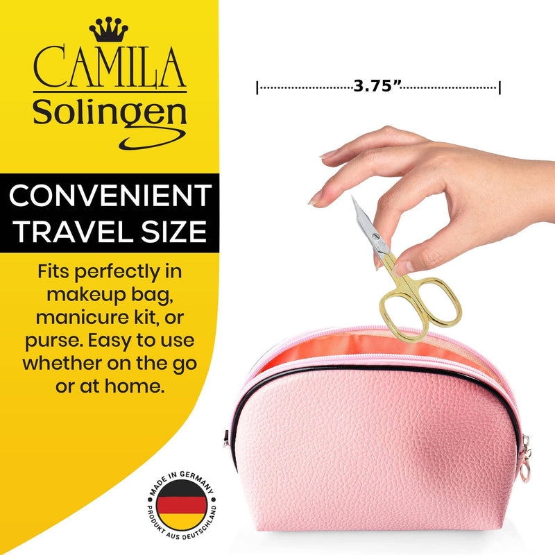 CS03 Professional Nail Cuticle Scissors, Hypoallergenic Gold Plated Sharp Curved Manicure Pedicure Grooming for Finger and Toe Nail Care. Made of Carbon Steel in Solingen, Germany Nail / Cuticle Scissor Combined - BeesActive Australia