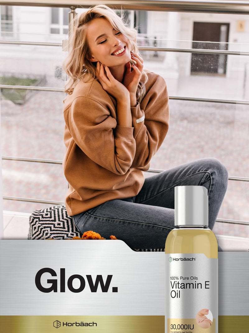 Horbäach Vitamin E Oil For Skin and Face | 4 fl oz | 100% Pure Oils | Moisturizing Skin Care | Non-GMO, Vegetarian | Lemon Scented