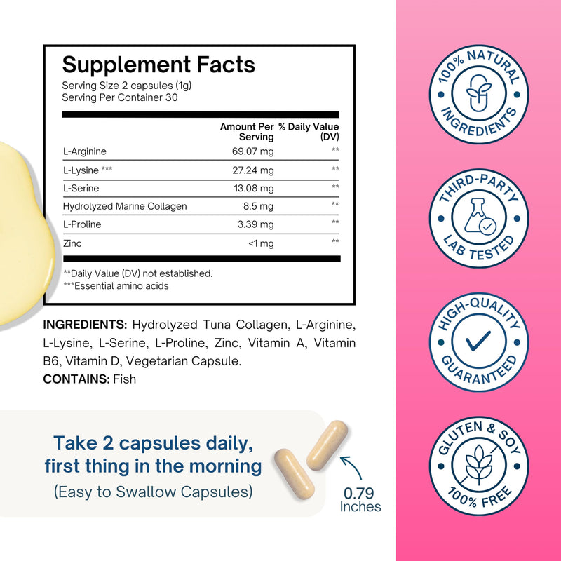 Skin Support Supplement - Hair Growth Vitamins for Women & Men - Nail Strengthener and Growth - Healthy Hair Skin and Nails Vitamins with Collagen - Non-GMO, 60 Capsules | 30 Day Supply