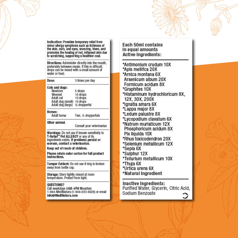 T-Relief Pet Allergy Support Drops for Dogs & Cats Itchy Relief Supports Healthy Skin & Coat Natural Medicine Helps Soothe Hot Spot Itching Paws Licking Runny Nose Sneezing Watery Eyes - 1.69 Fl oz - PawsPlanet Australia