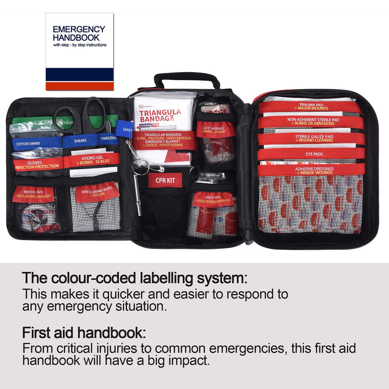 [New Upgrade] Professional First Aid Kits First Aid Trauma Kit with Labelled Compartments Molle System for Home Car, Hiking, Backpacking, Camping, Traveling, and Cycling - BeesActive Australia
