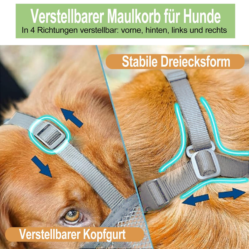 Muzzle for dogs, breathable mesh muzzle for large dogs, muzzle for medium dogs, adjustable dog muzzle for small medium and large dogs, prevents biting, chewing (gray, M) grey - BeesActive Australia