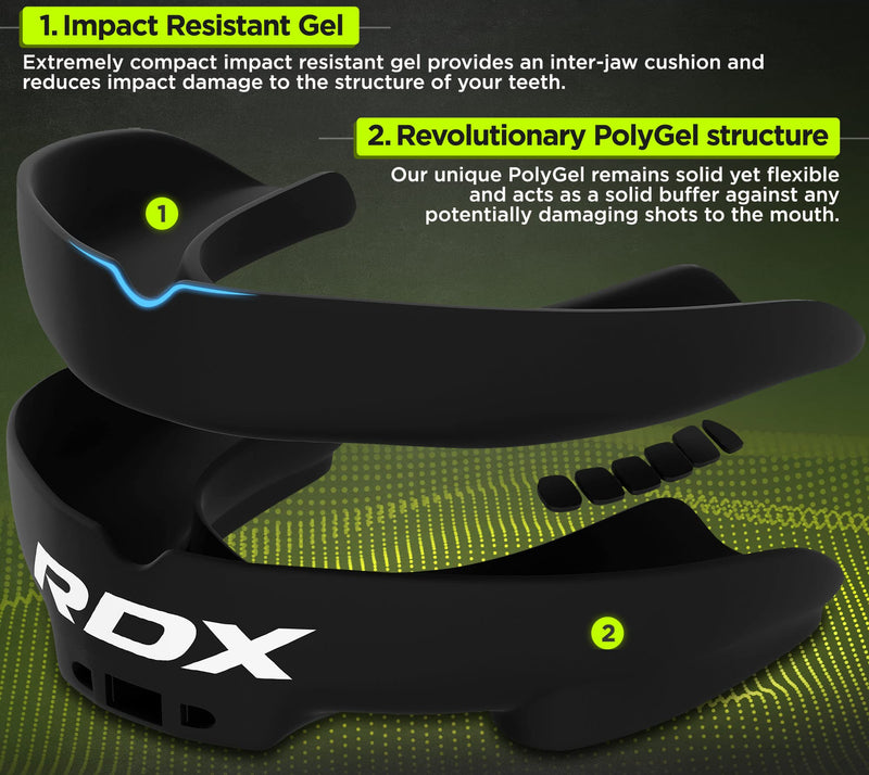 RDX Mouth Guard for Boxing MMA Kickboxing Muay Thai Judo Karate - Adult Gum Shield Mouthpiece Jaw Protector with Storage Case, Martial Arts Football Lacrosse Hockey Contact Sports - Above 12 Years Age Black Adult Above 12 Year