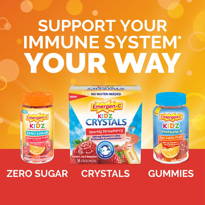 Emergen-C Kidz Vitamin C 250mg Gummies, Immune Support, Berry, 44 Gummies | B Vitamins for Energy, Gluten Free, Caffeine Free, Naturally Flavored, Kids Approved Berry Gummies Berry Bash 44 Count (Pack of 1)