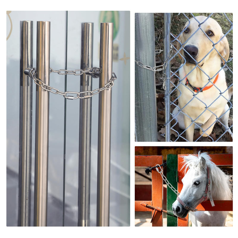 Gate Chain Link for Outdoor Fence Yard Stainless Steel Gate Link Chain Latches Lock with Buckle Gate Chain Gate Lock for Horse Goat Dog Stall Pet Cages (20 Inch) - BeesActive Australia