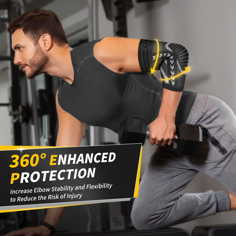 CAMBIVO 2 Pack Tennis Elbow Brace for Tendonitis and Tennis Elbow,Golfers Elbow, Arm Compression Sleeves for Women and Men, B√≠ceps Support Sleeve for Weightlifting, Basketball and Workout Medium Grey