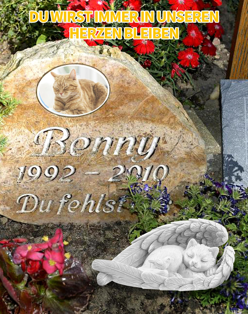 NETONDA Cat Angel Memorial Stone Tombstone Cat for Outdoor Animal Gravestone Polyresin Cat Figure Garden Beautiful Keepsake Home Grave Decoration Decoration (Pure White) Small Cat - BeesActive Australia