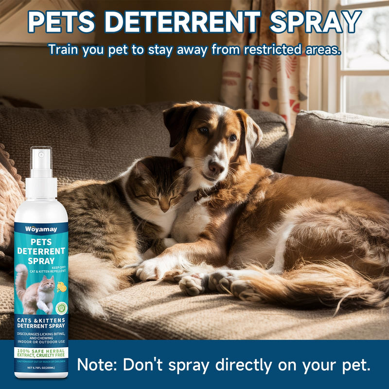 Cat Deterrent Spray, Dog and Cat Repellent Indoor & Outdoor, Cat Spray Deterrent for Scratching, Dog Deterrent Spray to Keep Pet Off Limits Areas, Protect Furniture, Sofa, Rug, Curtain, 200 ml - BeesActive Australia