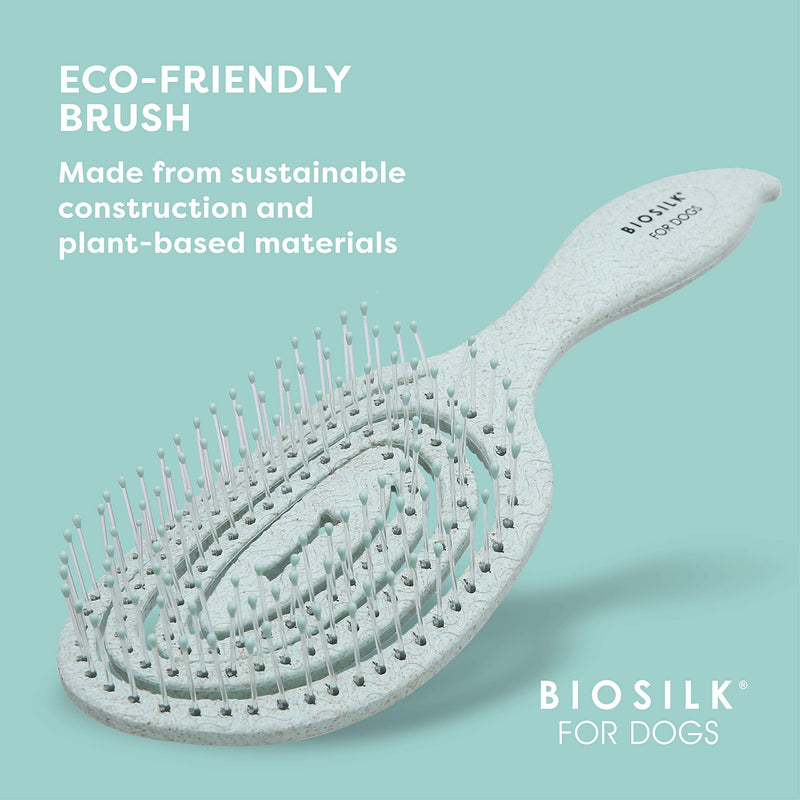 BioSilk for Pets Eco-Friendly Detangling Pin Brush for Dogs in Mint Green | Easy to Hold Ergonomic Handle Dog Brushes, Wet or Dry Dog Hair Brush, Light Blue (FF12806),Gray/Black 1 Count - BeesActive Australia