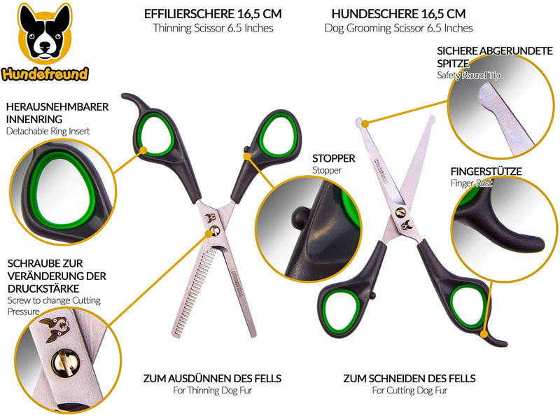 Hundefreund dog scissors set with thinning scissors for grooming | Stainless steel scissors with rounded tips for dog grooming - BeesActive Australia
