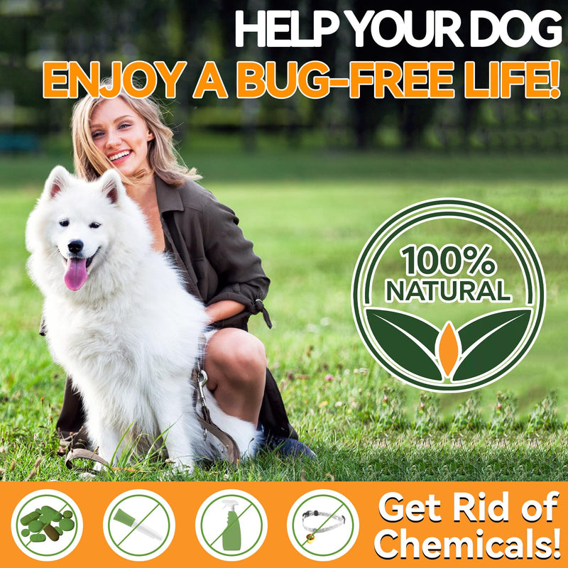 Carmelie Flea and Tick Prevention for Dogs - 200 Soft Chewables Natural Dog Flea and Tick Support - Oral Flea Supplement for All Breeds & Size Dogs, Puppy Flea Protection - Duck Flavor