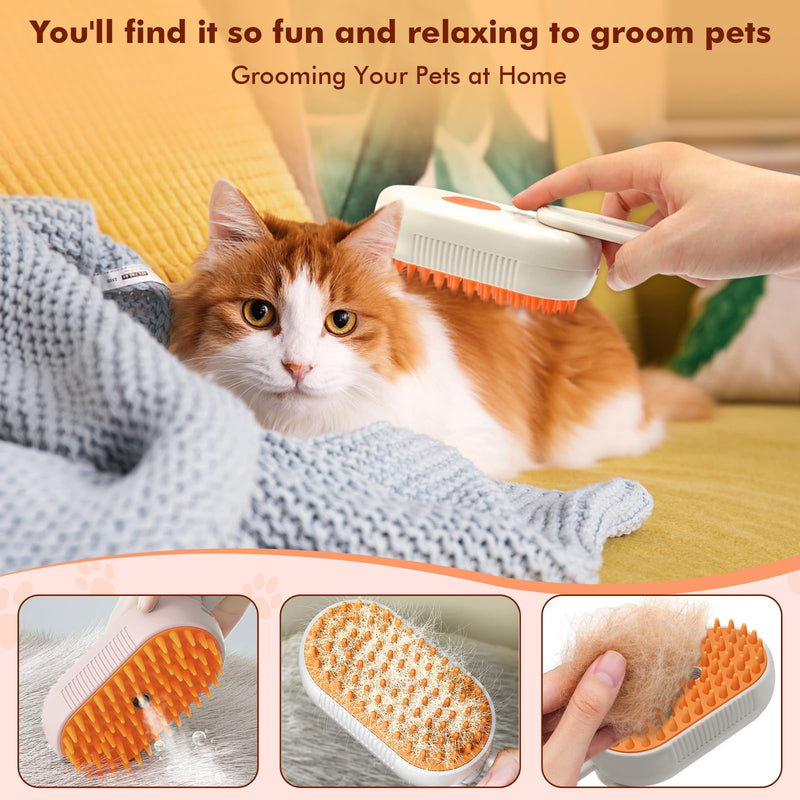Cloud Care Cat Brush, Cat Steam Brush for Shedding, 3-In-1 Self-Cleaning Pet Steam Brush With 360° Rotating Arm for Long and Short Hair Cats and Dogs Grooming Supplies - BeesActive Australia