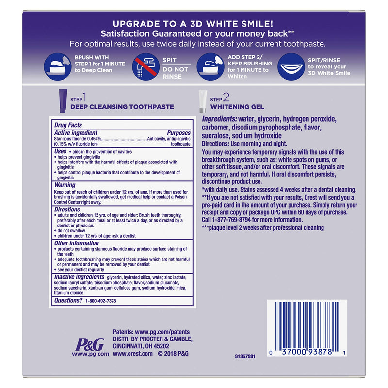 Crest 3D White Brilliance 2 Step Kit, Deep Clean Toothpaste (4oz) + Teeth Whitening Gel (2.3oz) 1 Ounce (Pack of 1) - BeesActive Australia