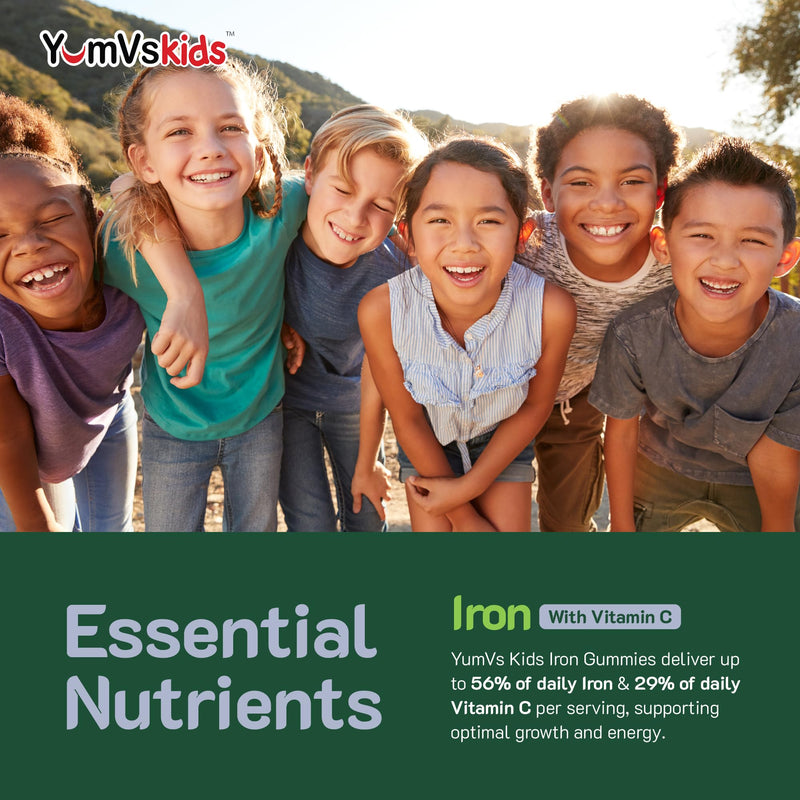 Iron Supplement for Kids – 5 mg Kids Gummies with Vitamin C – Great-Tasting Gummies Grape Flavor – Supports Immune Health & Helps with Iron Deficiency – Vegan, Kosher, Non-GMO – 60 Count