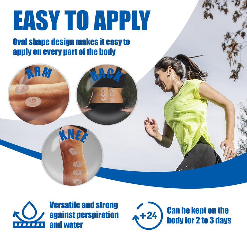 Phiten Metax Power Tape - Oval Shaped Water-Resistant Athletic Tape for Muscle, Knee, Elbow, Shoulder, and Joint Support - Professional Sports Therapeutic Athletic Tape - 50 Pieces 50 PCS/Metax Power Tape - BeesActive Australia