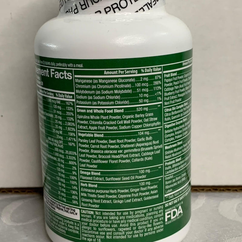 Whole Food Multivitamin for Men and Women Complete Daily Superfood Vitamins Plus Minerals Digestive Enzymes, Probiotics and Omegas. Plant Based Multi Vitamin, Non GMO (1) 1