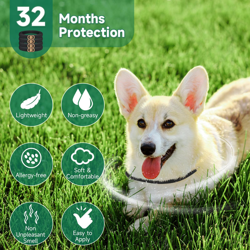 Woyamay 4 Pack Flea Collar for Dogs, Flea and Tick Prevention for Dogs, 32 Months Dog Flea and Tick Treatment, Adjustable Dog Flea Collars, Dog Flea Treatment Collar, Flea Treatment for Dogs, Black