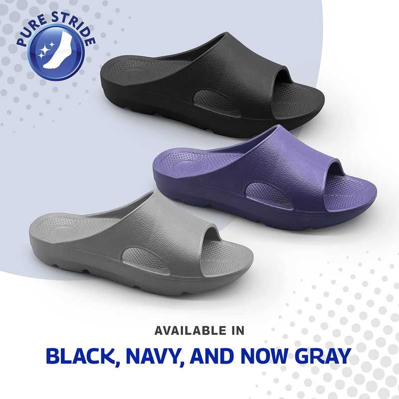 Pure Stride Therapeutic Slides, Orthotic Sandals for Plantar Fasciitis, Metatarsal and Heel Spurs, for Pain Relief and Arch Support of Feet 8 Women/7 Men Black - BeesActive Australia
