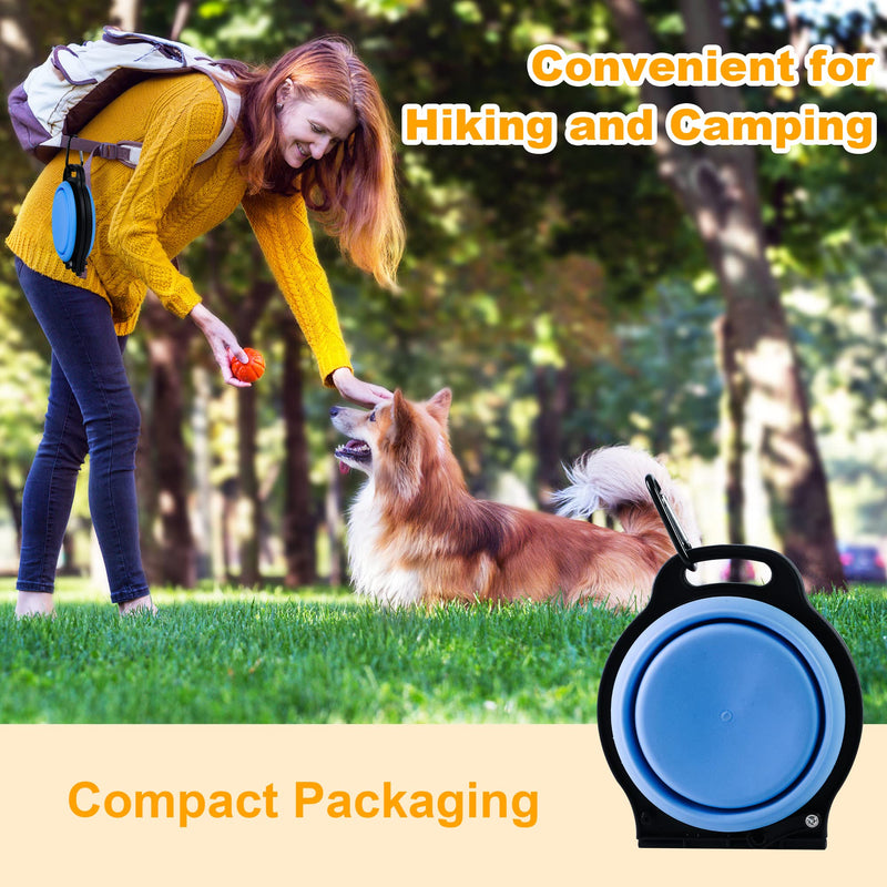 Collapsible Dog Bowls, Portable Travel Pet Feeder Bowl, 2 in 1 Expandable Silicone Pet Food & Water Double Bowl, Cat Feeder Dish with Carabiner for Walking, Traveling, Hiking, Camping - BeesActive Australia