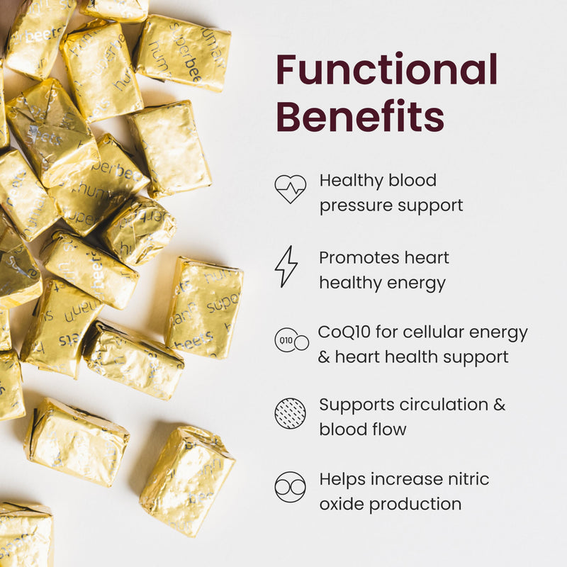 humanN SuperBeets Heart Chews Advanced - 100mg of CoQ10 Plus Beetroot & Grape Seed Extract, 60 Count 60 Count (Pack of 1)