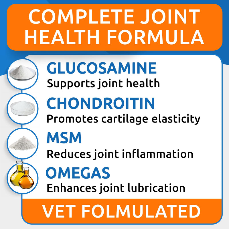 Advanced Glucosamine Chondroitin + Vet Strength Dog Probiotics for Digestive Health - Hip Joint Pain Relief - Digestive Enzymes & Gas, Diarrhea, Constipation Relief Supplement - Made in USA