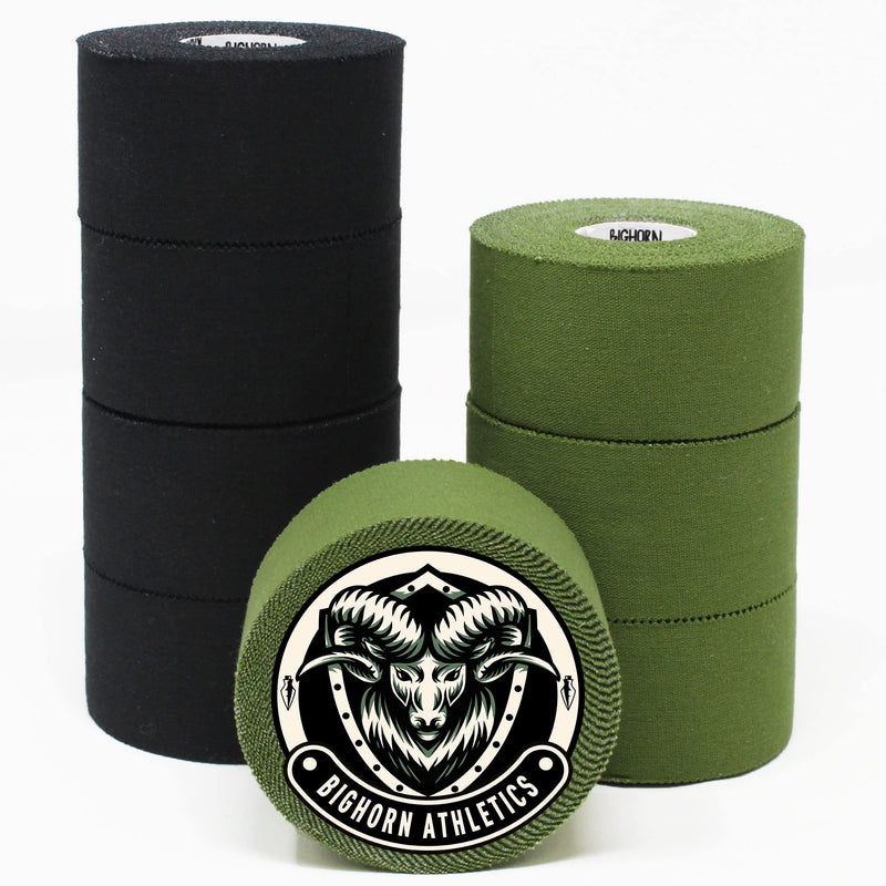 Bighorn Athletics OD Green Sports Tape | EZ-Tear Athletic Tape for Wrist, Ankle & Foot Support | Zinc Oxide Infused Adhesive, Breathable Cotton Fabric, 1.5-Inch x 45-Feet, 4 Rolls, Military Green - BeesActive Australia