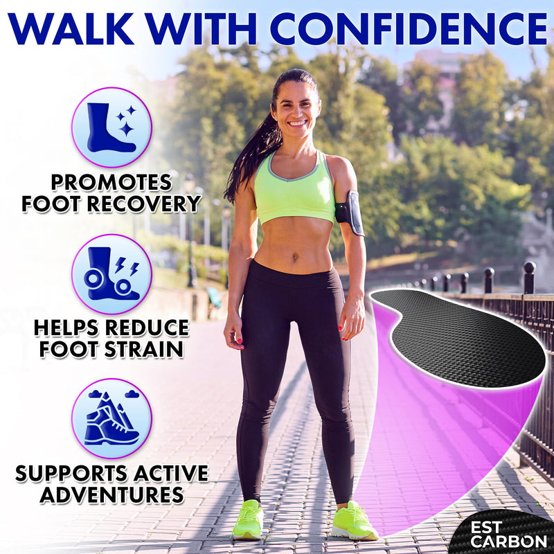 EstCarbon - Carbon Fiber Insole - 1 pc, Men 6.5-7, Women 7.5-8 - Unisex Orthotic Shoe Insert - Stiff Foot Plate - Turf Toe, Hallux Rigidus, Flat Feet, Plantar Fasciitis, Mortons Extension Men 6.5-7 Women 7.5-8