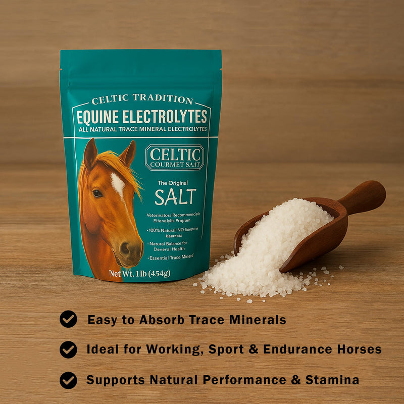 Celtic Tradition Equine Electrolytes – Natural Mineral Salt Supplement for Horses | Replenishes Electrolytes, Supports Hydration & Recovery | 1 lb Resealable Bag
