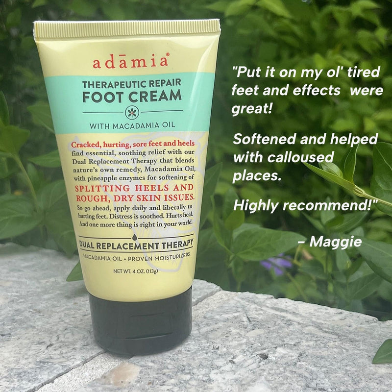 Adamia Therapeutic Repair Foot Cream with Pure Macadamia Oil, 4 Ounce Tube - Fragrance Free, Paraben Free, Non GMO - BeesActive Australia