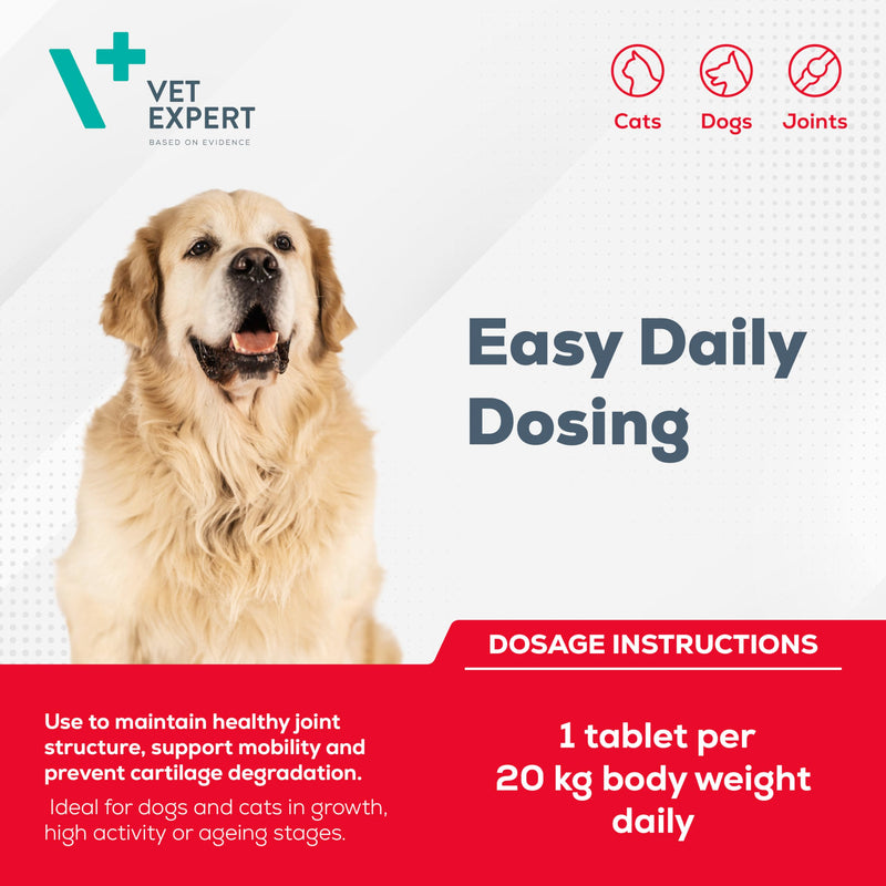 Vet Expert ArthroVet Hip & Joint Support Supplement for Dogs and Cats - 90 Portions – Promotes Healthy Articular Cartilages and Joints with Glucosamine, Chondroitin, Vitamin C, and Hyaluronic Acid