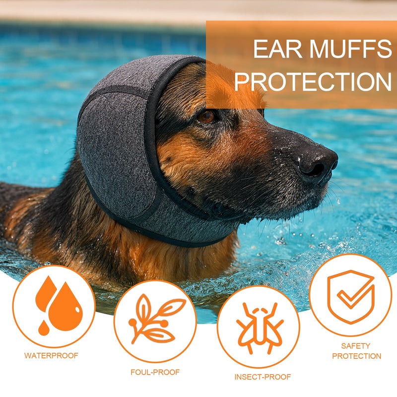 Dog Ears Cover, Dog Ear Defenders,Adjustable Muffs Noise Protection Comfortable Quiet Dogs Calming Hood Ear Head Wrap Cups Shower Cap Pet Supplies for Bath, Shower(M,head Circumference: 45-60)