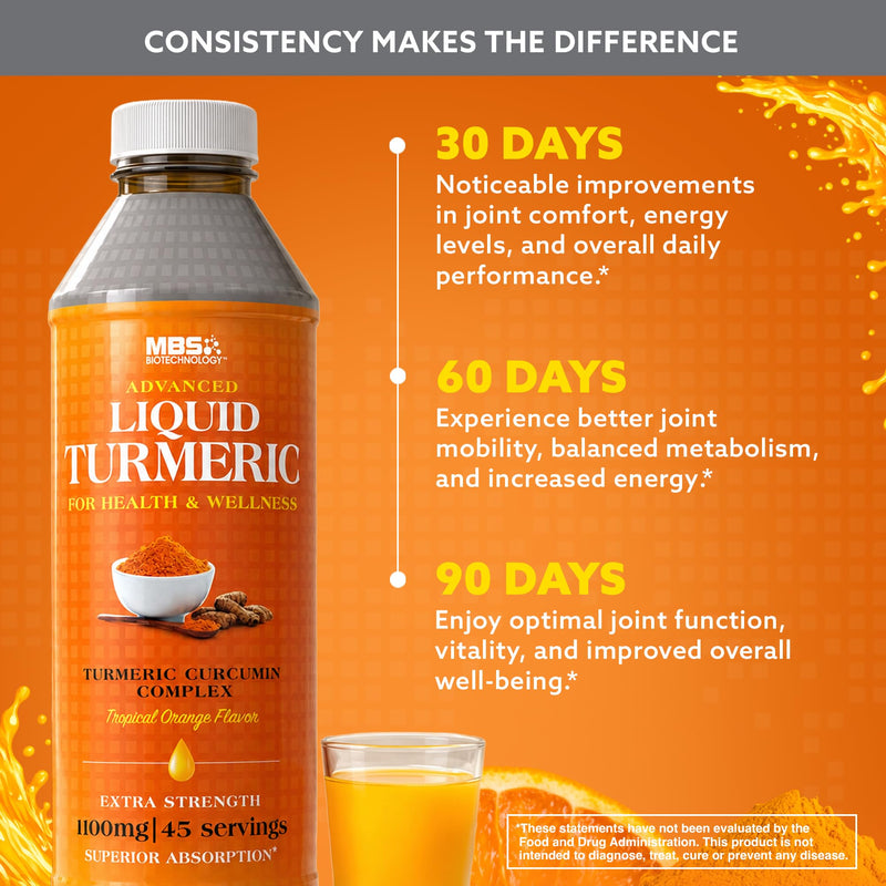 Advanced Liquid Turmeric – High Absorption Curcumin with Black Pepper & Vitamin D3 for Maximum Bioavailability – Joint, Inflammation & Immune Support – 20.3 fl oz