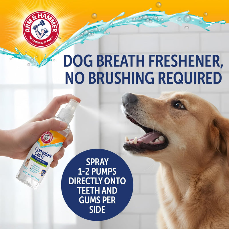 Arm & Hammer Complete Care Brushless Dental Kit for Dogs – Includes No-Brush Oral Gel + Dog Dental Spray, Fresh Breath, Tartar Control, Baking Soda Enhanced Dental Dog Supplies, 4 Fl Oz Each Dental Kit - Peanut Butter & Mint 4 Fl Oz (Pack of 2)