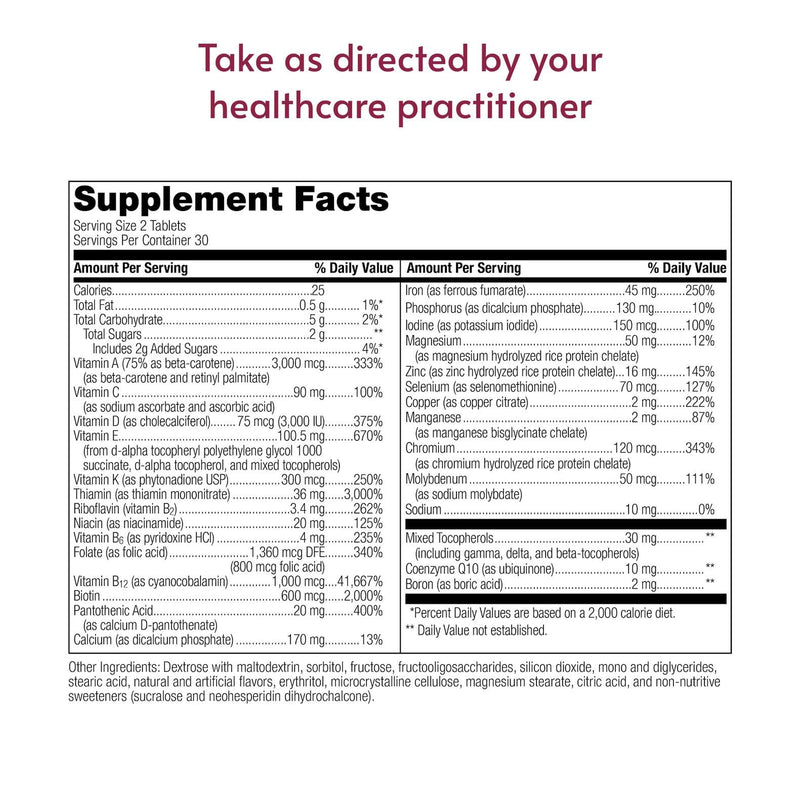 Bariatric Advantage Chewable Advanced Multi EA, Mixed Fruit, 60 Count | High Potency Daily Multivitamin with Iron for Bariatric Surgery Patients, Chewable Tablet, Delivers Over 20 Unique Nutrients