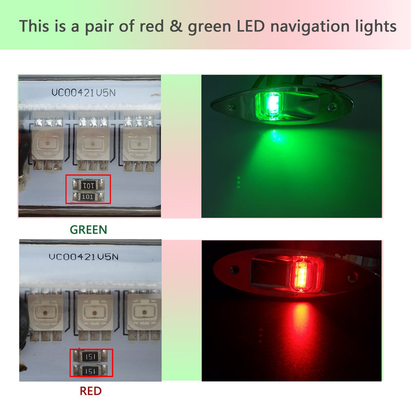 IZTOSS 12V Boat LED Navigation Lights Marine Boat Lights Waterproof Navigation Lights Side Bow Teardrop Lights Red and green lights
