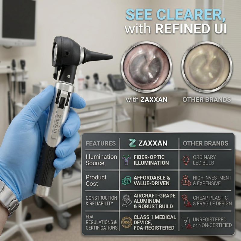 Professional Otoscope – High-Clarity Optical Ear Scope for Home Use, Infections & Canal Exams | Easy for Parents, Students & Clinicians | Includes Specula Kit & Protective Travel Pouch Soft Pouch